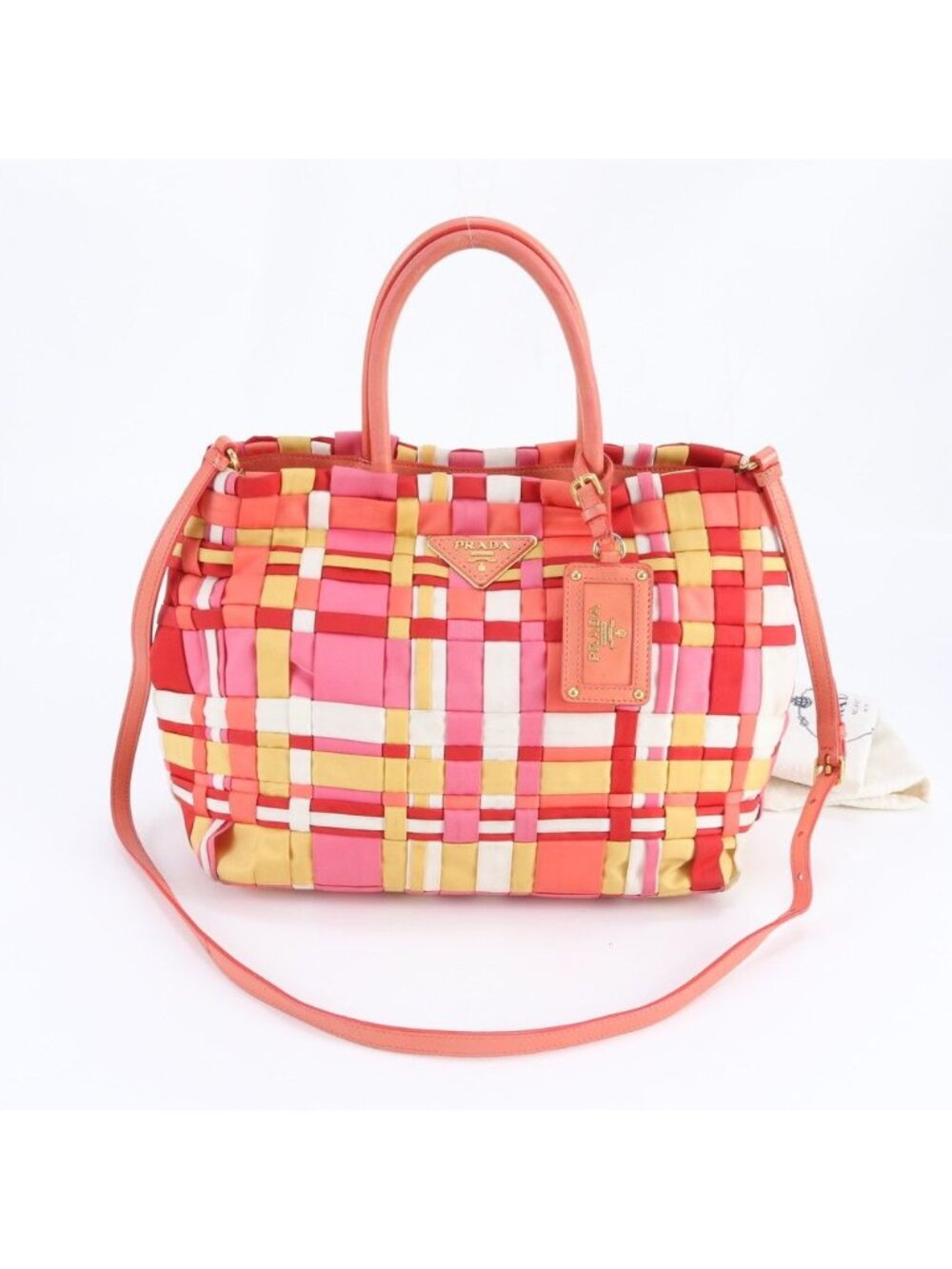 Prada Tessuto Nylon Triangle Logo Leather 2-Way Shoulder Bag